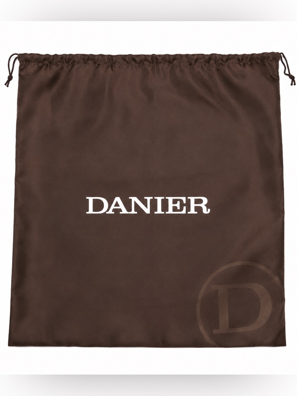 DANIER Brown Satin Drawstring Dust Bag Purse Cover Large